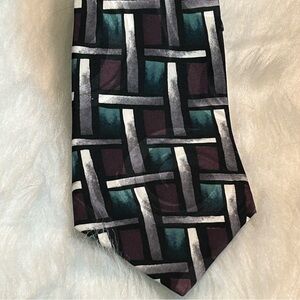 Modern Black Green and Purple Vintage Geometric Tie